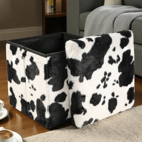 Small cube cowhide black and - black,